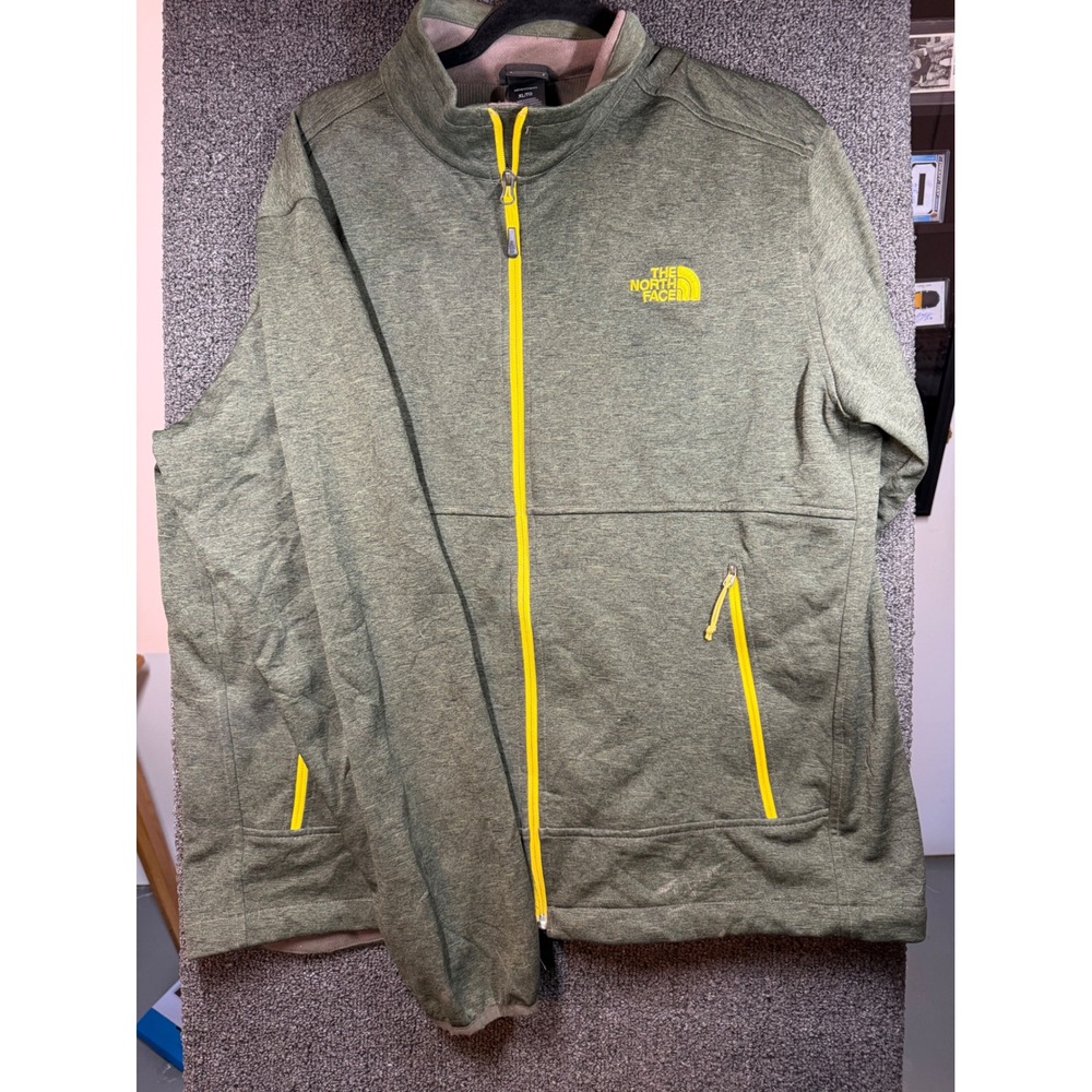 The North Face Fleece Jacket Mens XL Green Yellow Full Zip Logo 60